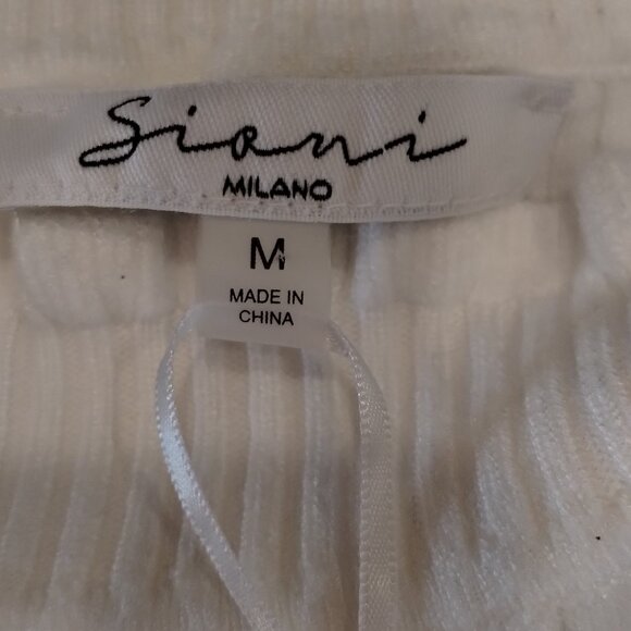 Sioni Milano Ribbed Lace Long Sleeve Mockneck Top Eggshell Size M NWT - Picture 12 of 12